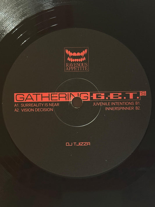 Black vinyl artwork with red letters by Tanzform Berlin, rave record