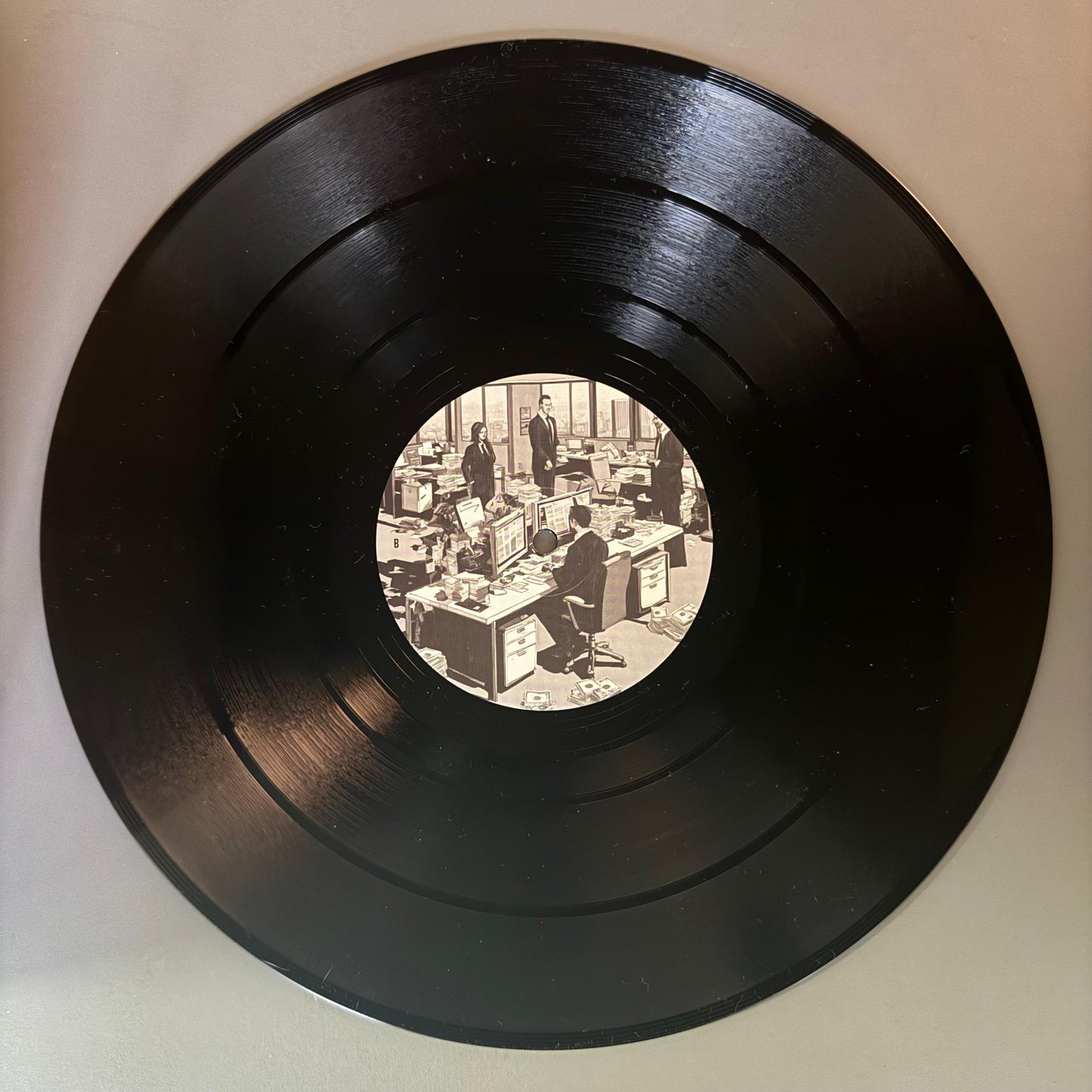 vinyl record with a center label