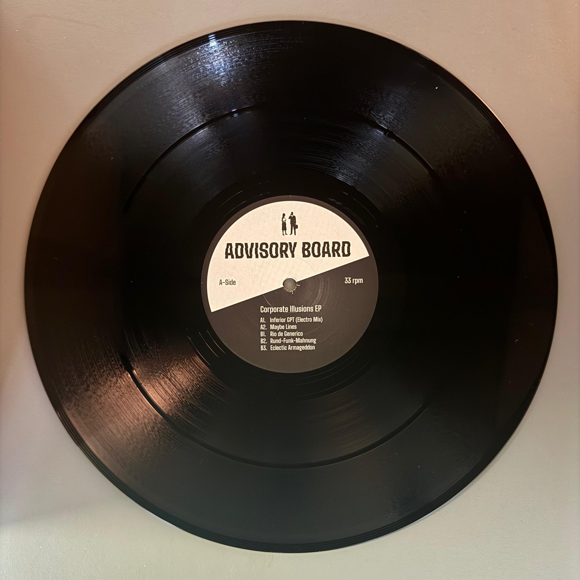 vinyl record with center label saying advisory board