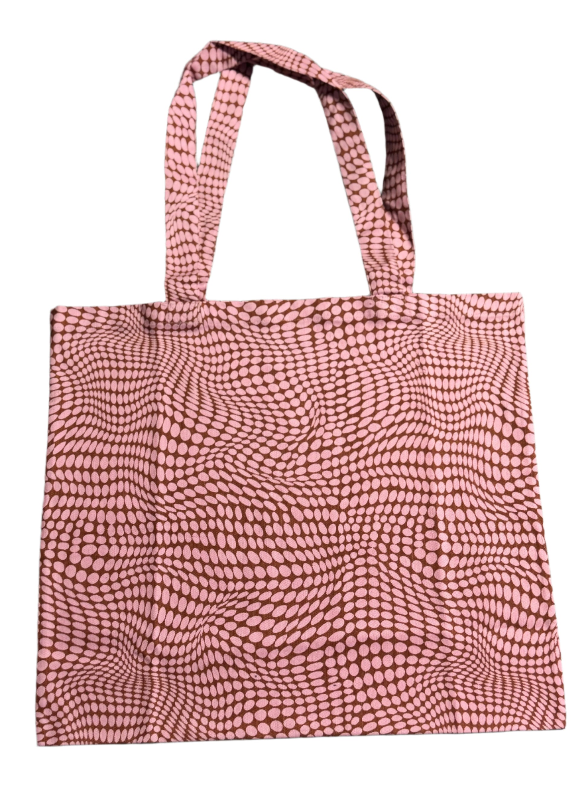 Pink tote bag with a trippy print tanzform