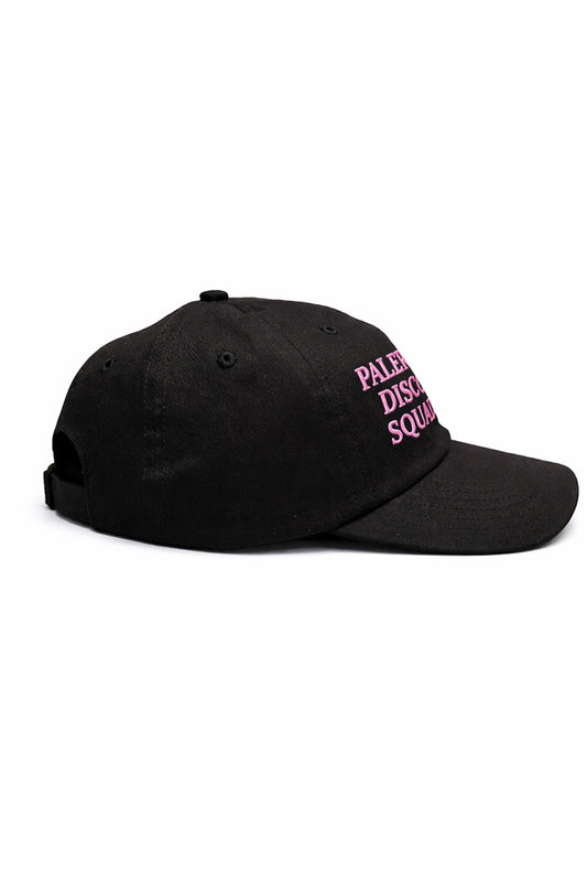 Black Tanzform cap with pink text on a white background